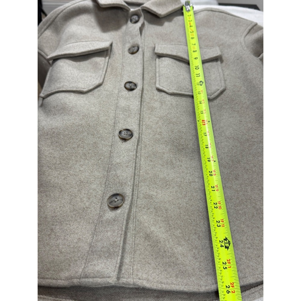 Avec Les Filles Women's XS Beige Shacket Button Front Overshirt Jacket Soft Cozy - Picture 5 of 6